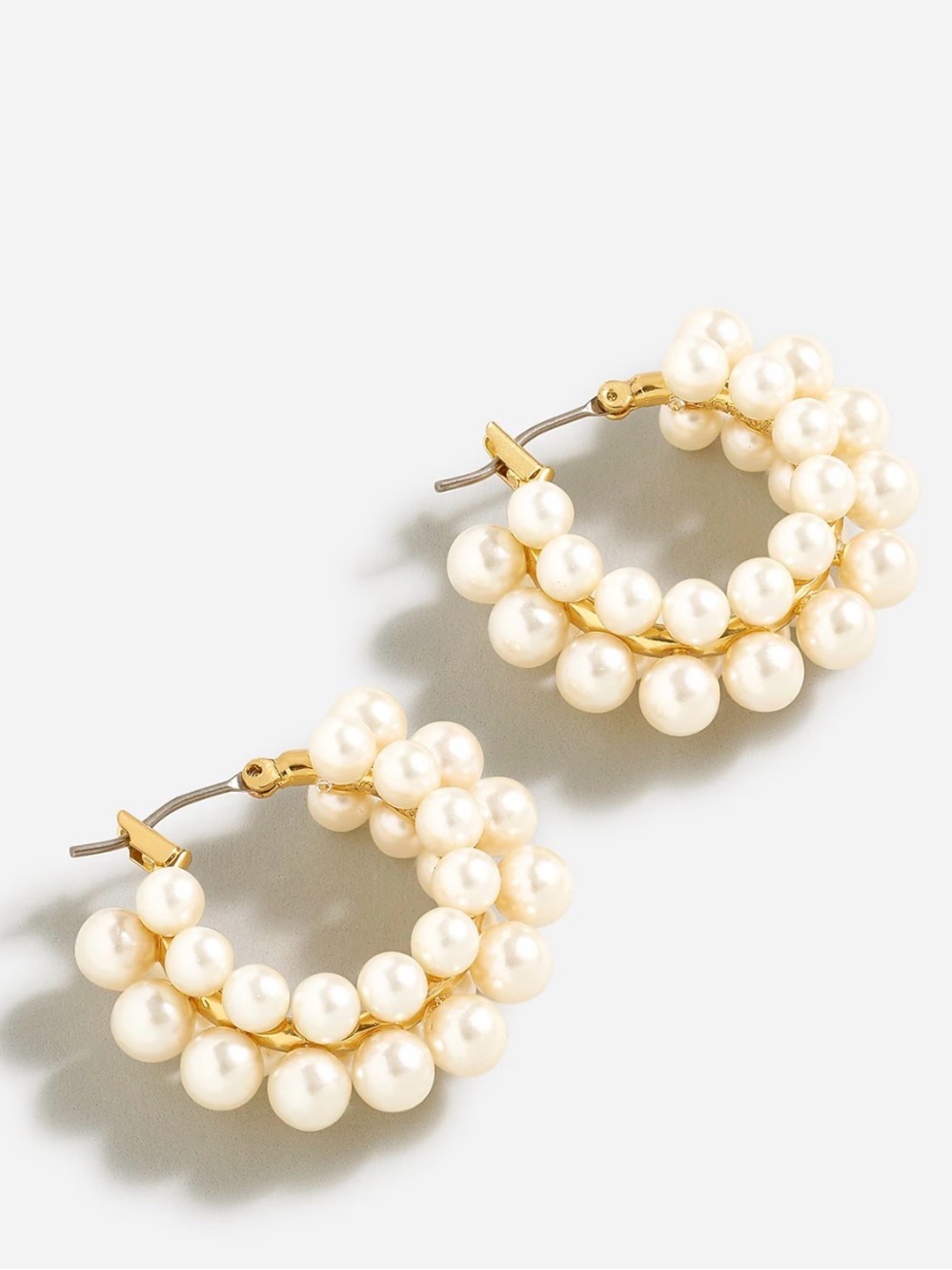 JCREW LAYERED MINI PEARL HOOP EARRINGS